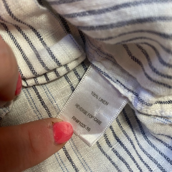 Garnet Hill Easy Linen Button-Down Shirt, featuring a striped pattern - Picture 8 of 8